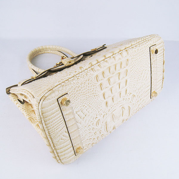 Replica Hermes Birkin 30CM Crocodile Head Veins Bag Cream 6088 On Sale - Click Image to Close